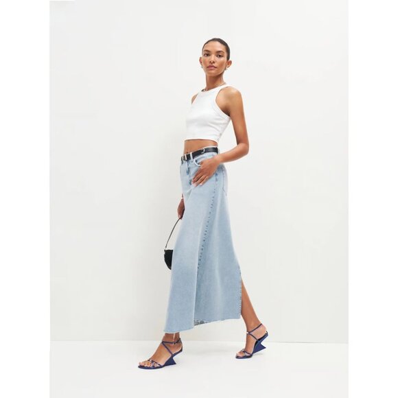 REFORMATION Jeans Kass Maxi Denim Skirt Bowen sz 27 Women's - Picture 3 of 12